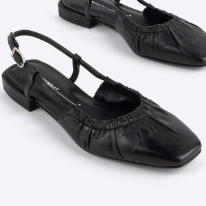 NEW Intentionally Blank Daff Leather Slingback Flats Sz 37 Black